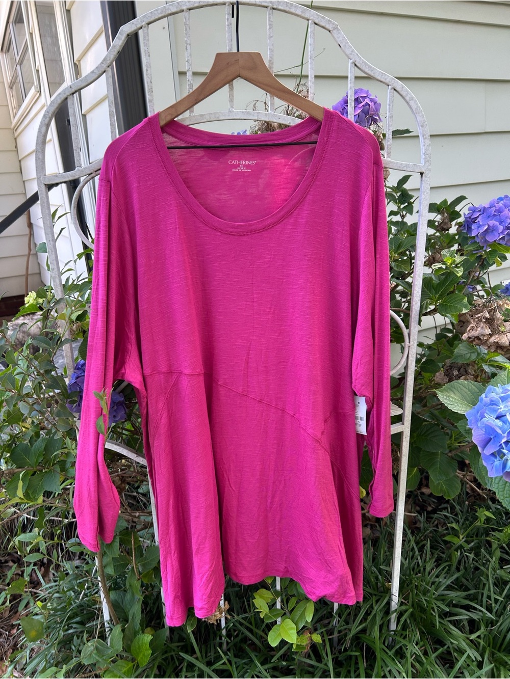 NWT CATHERINES hot pink knit tunic top size 3X long sleeve shirt